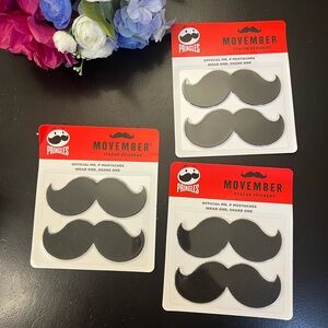 Pringles Chips Advertising 3 Movember Faux Mustache Stick Sticker Mr. P Man